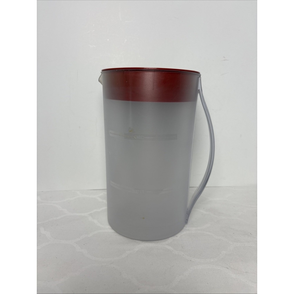 Mr. Coffee Ice Tea Frosted Pitcher With Lid 2 Quarts Model TM1 With Red Lid